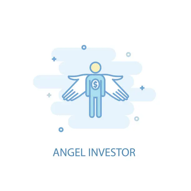 Vector illustration of Angel investor line trendy icon. Simple line, colored illustration