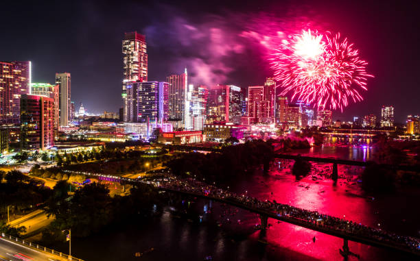 istock 4th of July Fireworks Display over Austin Texas USA 1160389869