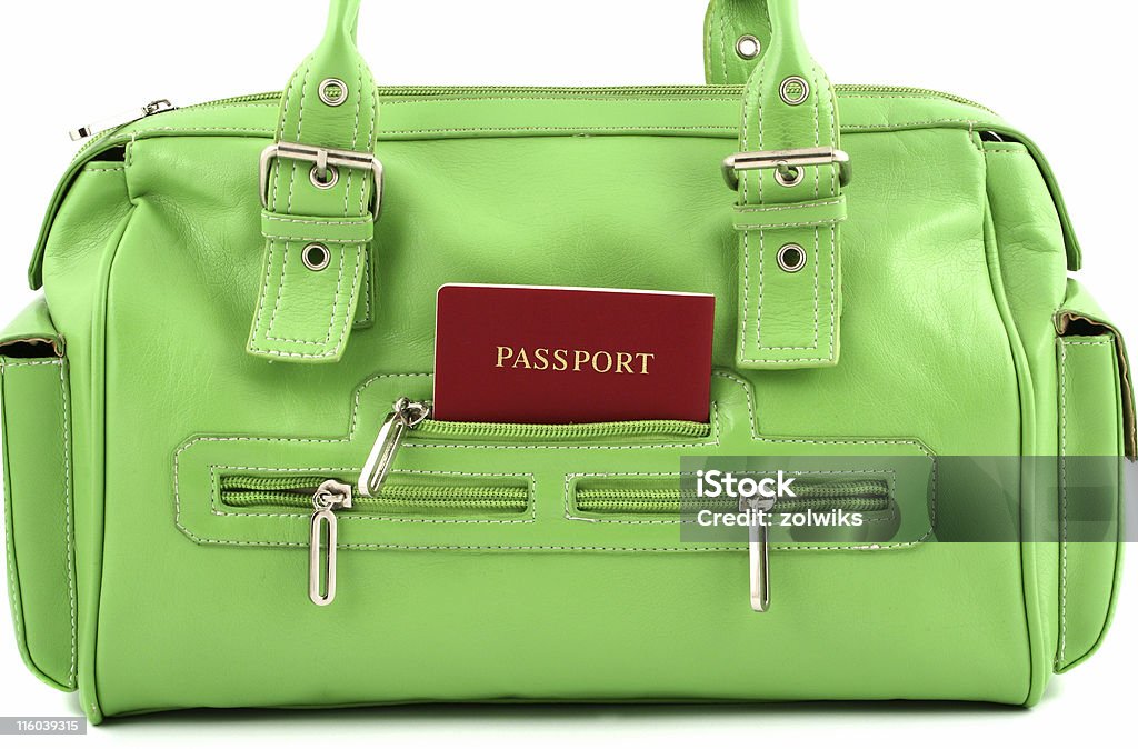 Hanbag com passaporte - Foto de stock de Aberto royalty-free