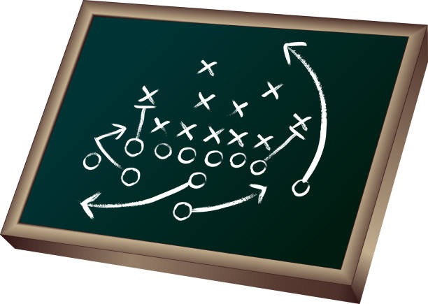 ilustrações de stock, clip art, desenhos animados e ícones de plano de jogo no quadro negro - strategy sport american football planning