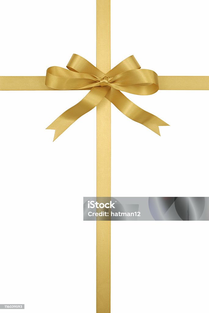 Gold Gift Ribbon And Bow Stock Photo - Download Image Now - Gold Colored,  Ribbon - Sewing Item, Tied Bow - iStock