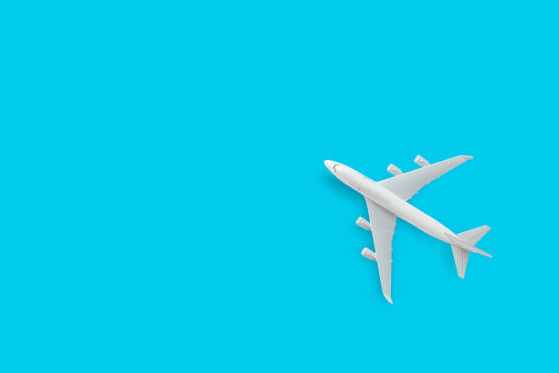 istock Model plane airplane on blue pastel color background 1160396888