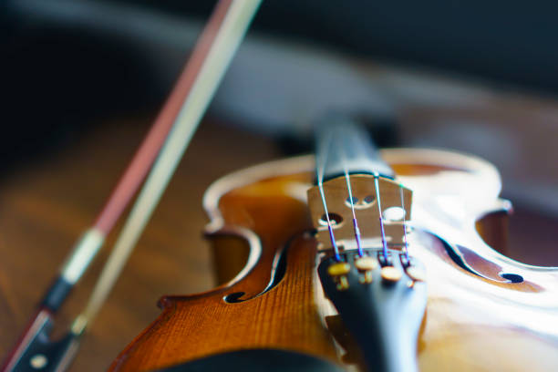 istock Violin in vintage style on wood background 1160396971