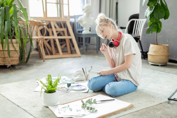 istock Pretty lady near plants 1160399187