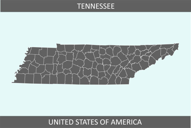 Tennessee county map The map is accurately prepared by a map expert. tennessee map stock illustrations