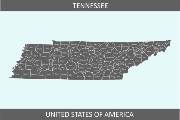 Tennessee counties map The map is accurately prepared by a map expert. loudon stock illustrations