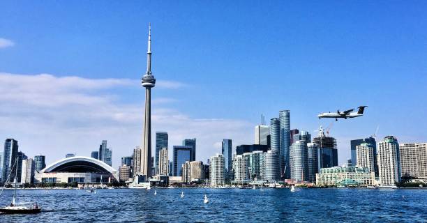 istock A picture of Toronto seafront with a plane flying in 1160399556
