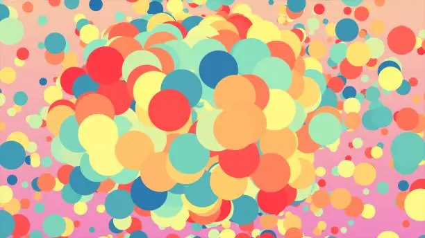 Photo of abstract colorful ball falling background 3d render