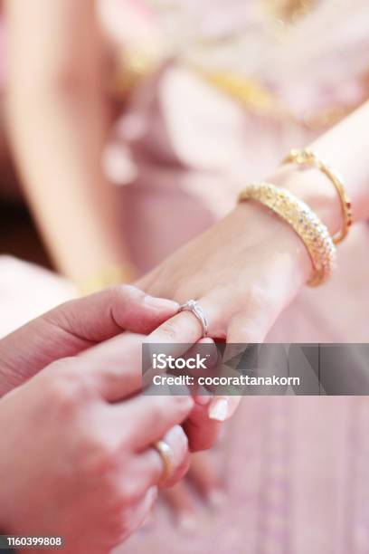 Chú Rể Nắm Tay Cô Dâu Đeo Nhẫn Cưới Trong Lễ Cưới Truyền Thống Của ...
