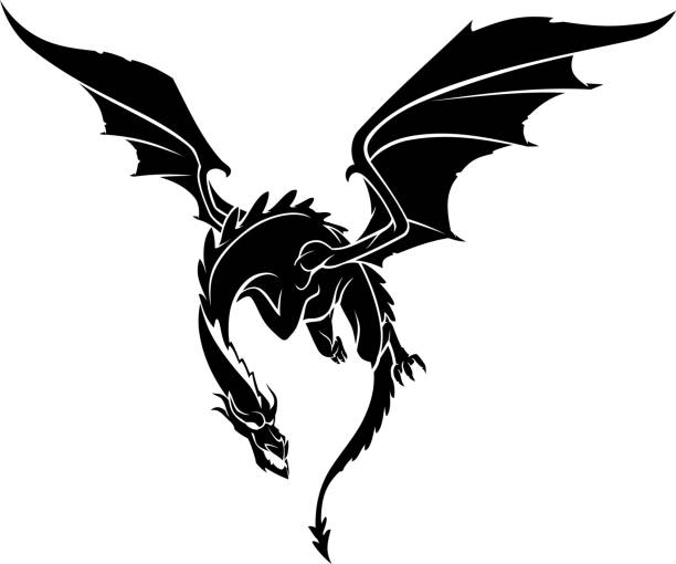 illustrazioni stock, clip art, cartoni animati e icone di tendenza di vista fronte drago - fantasy flying dragon monster