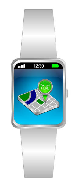 istock Smartwatch with green You are Here Map Pointer - 3D illustration 1160400580