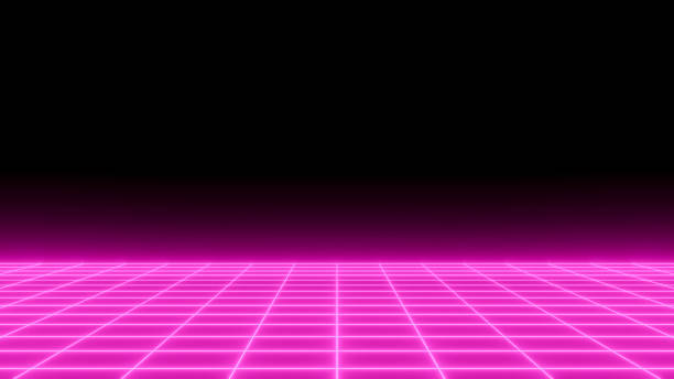 istock Ping neon grid, futuristic background, front view. Perspective digital poster with space for text, horizontal glowing wallpaper. 1160400874