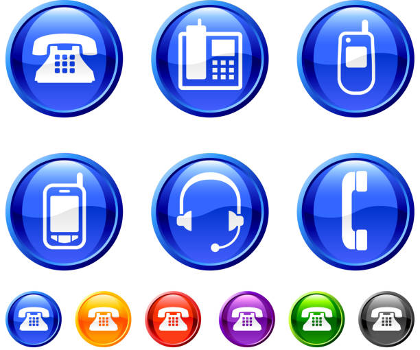 phone royalty free vector icon set in 36 colors phone icon set in 36 colors satellite phone stock illustrations