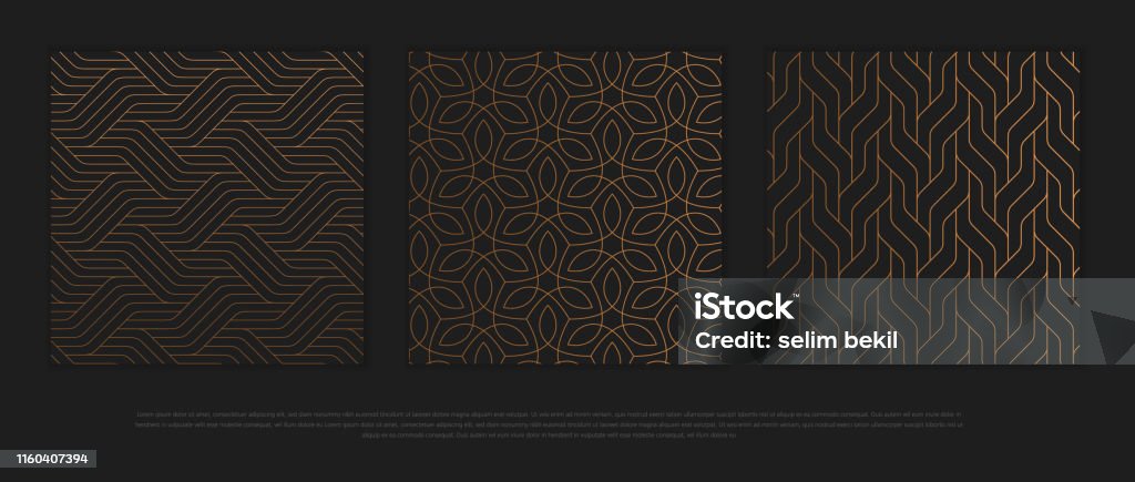 Vector set of design elements, labels and frames for packaging for luxury products in trendy linear style. - Royalty-free Padrão arte vetorial