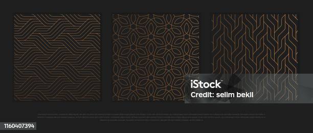 Vector Set Of Design Elements Labels And Frames For Packaging For Luxury Products In Trendy Linear Style - Arte vetorial de stock e mais imagens de Padrão