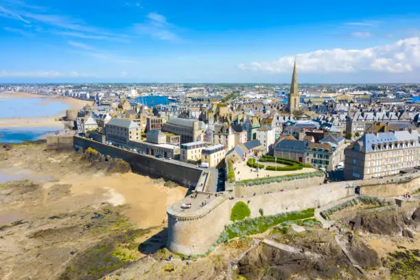 Aerial view of the beautiful city of Privateers - Saint Malo, France