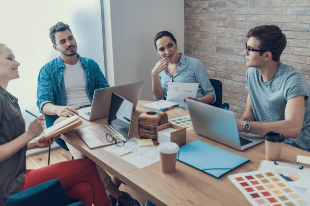 istock Start-up team are talking about business ideas in workroom 1160413543