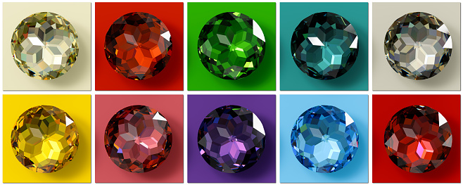 Rose-cut gemstones in typical \