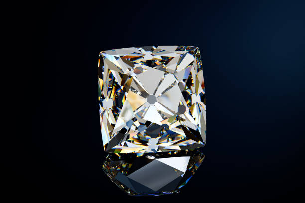 istock Peruzzi old mine cut diamond on black glossy background 1160414467