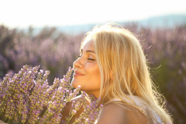 istock Beautiful woman in a lavender field 1160418405