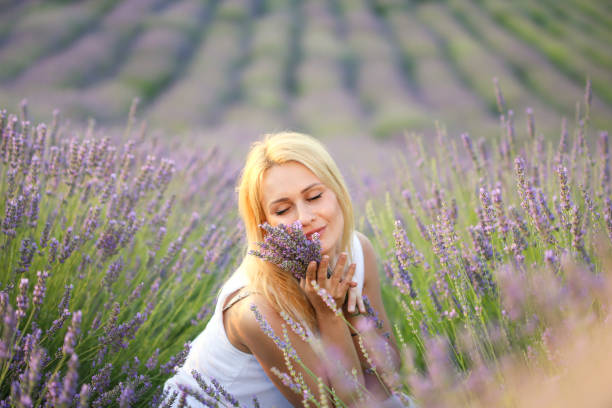 istock Smelling lavender flowers 1160418560