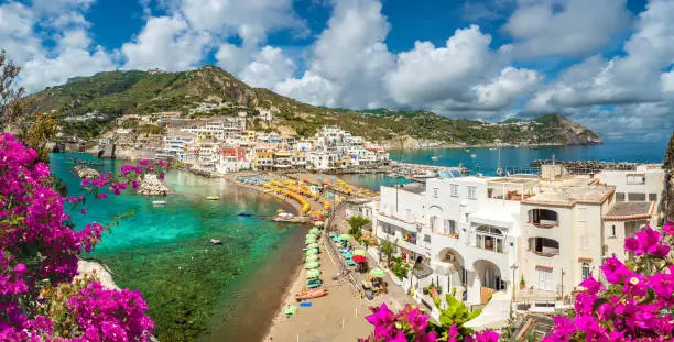 Landscape with Sant Angelo village, coast of Ischia, italy