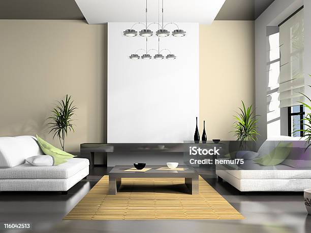 Home Interior 3d Rendering Stock Photo - Download Image Now - Roman Blind, Indoors, Living Room