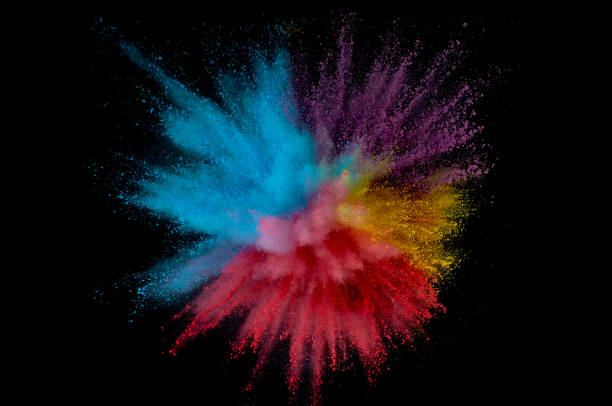 istock Colored powder explosion. Abstract closeup dust on backdrop. Colorful explode. Paint holi 1160425746
