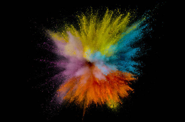 istock Colored powder explosion. Abstract closeup dust on backdrop. Colorful explode. Paint holi 1160425756