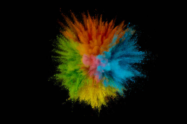 istock Colored powder explosion. Abstract closeup dust on backdrop. Colorful explode. Paint holi 1160425801