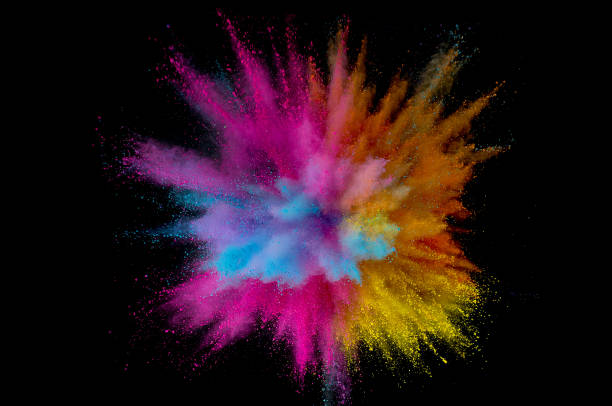 istock Colored powder explosion. Abstract closeup dust on backdrop. Colorful explode. Paint holi 1160425848