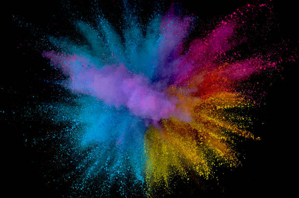istock Colored powder explosion. Abstract closeup dust on backdrop. Colorful explode. Paint holi 1160425885