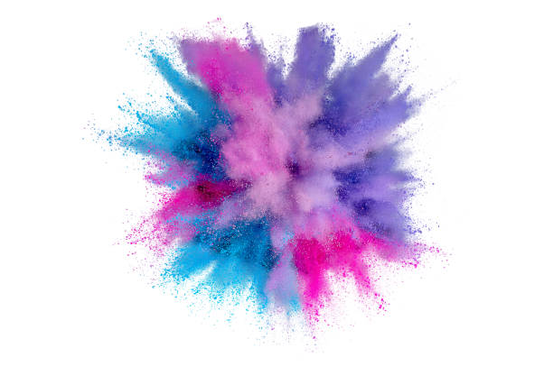 istock Colored powder explosion on a white background. Abstract closeup dust on backdrop. Colorful explode. Paint holi 1160426612