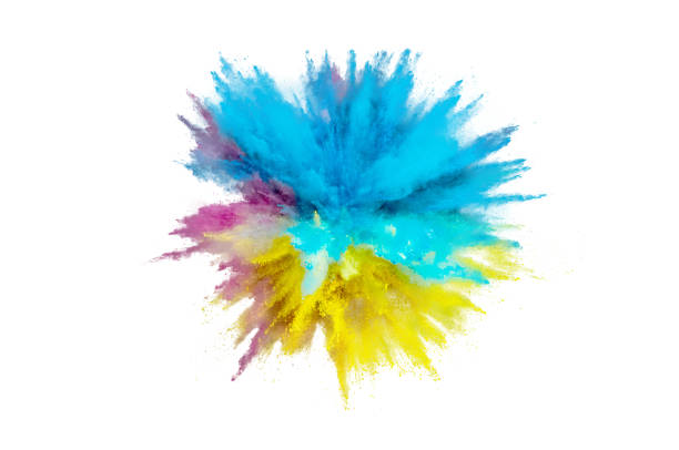 istock Colored powder explosion on a white background. Abstract closeup dust on backdrop. Colorful explode. Paint holi 1160427337