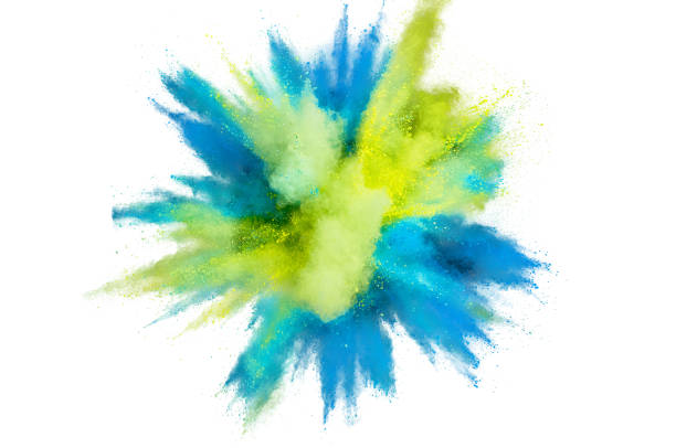 istock Colored powder explosion on a white background. Abstract closeup dust on backdrop. Colorful explode. Paint holi 1160427407