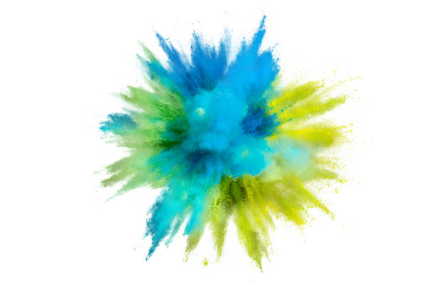 istock Colored powder explosion on a white background. Abstract closeup dust on backdrop. Colorful explode. Paint holi 1160427413