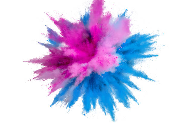 istock Colored powder explosion on a white background. Abstract closeup dust on backdrop. Colorful explode. Paint holi 1160427422