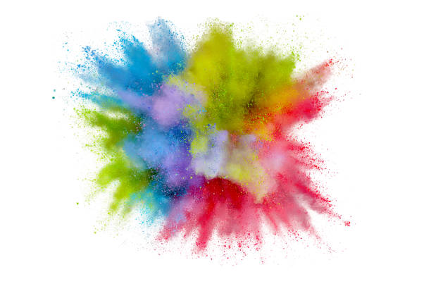istock Colored powder explosion on a white background. Abstract closeup dust on backdrop. Colorful explode. Paint holi 1160427491