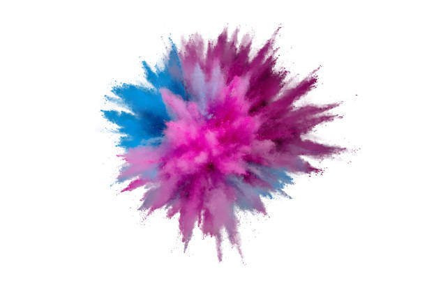 istock Colored powder explosion on a white background. Abstract closeup dust on backdrop. Colorful explode. Paint holi 1160427497