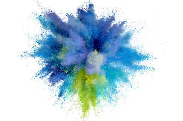 istock Colored powder explosion on a white background. Abstract closeup dust on backdrop. Colorful explode. Paint holi 1160427505