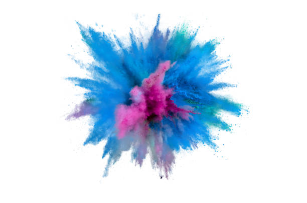 istock Colored powder explosion on a white background. Abstract closeup dust on backdrop. Colorful explode. Paint holi 1160427522