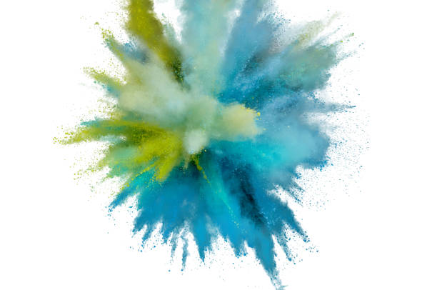 istock Colored powder explosion on a white background. Abstract closeup dust on backdrop. Colorful explode. Paint holi 1160427524