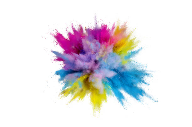 istock Colored powder explosion on a white background. Abstract closeup dust on backdrop. Colorful explode. Paint holi 1160427525