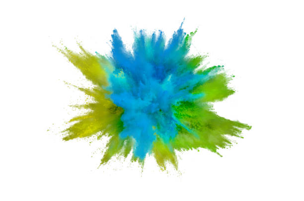 istock Colored powder explosion on a white background. Abstract closeup dust on backdrop. Colorful explode. Paint holi 1160427526