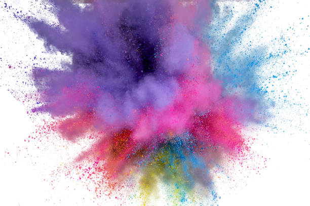 istock Colored powder explosion on a white background. Abstract closeup dust on backdrop. Colorful explode. Paint holi 1160427546