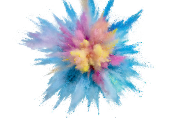istock Colored powder explosion on a white background. Abstract closeup dust on backdrop. Colorful explode. Paint holi 1160427564