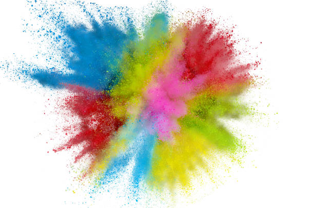 istock Colored powder explosion on a white background. Abstract closeup dust on backdrop. Colorful explode. Paint holi 1160427568