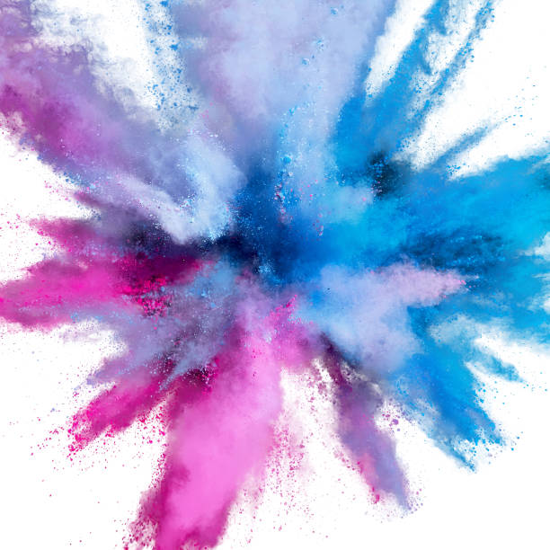 istock Colored powder explosion on a white background. Abstract closeup dust on backdrop. Colorful explode. Paint holi 1160427574