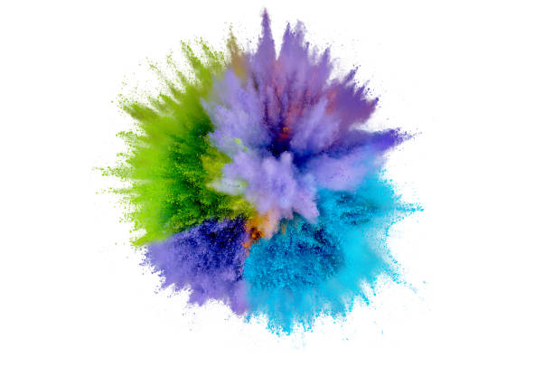 istock Colored powder explosion on a white background. Abstract closeup dust on backdrop. Colorful explode. Paint holi 1160427631