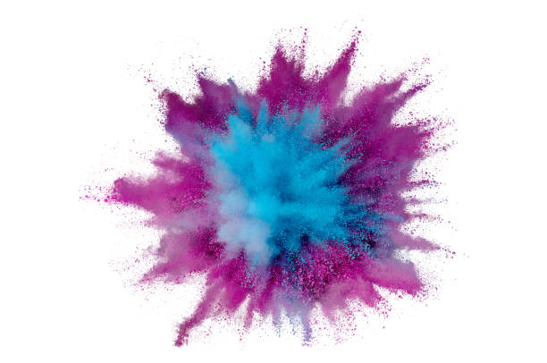 istock Colored powder explosion on a white background. Abstract closeup dust on backdrop. Colorful explode. Paint holi 1160427634